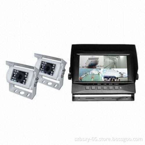High Quality Waterproof IP69k Car Security Camera System with Digital Quad Monitor